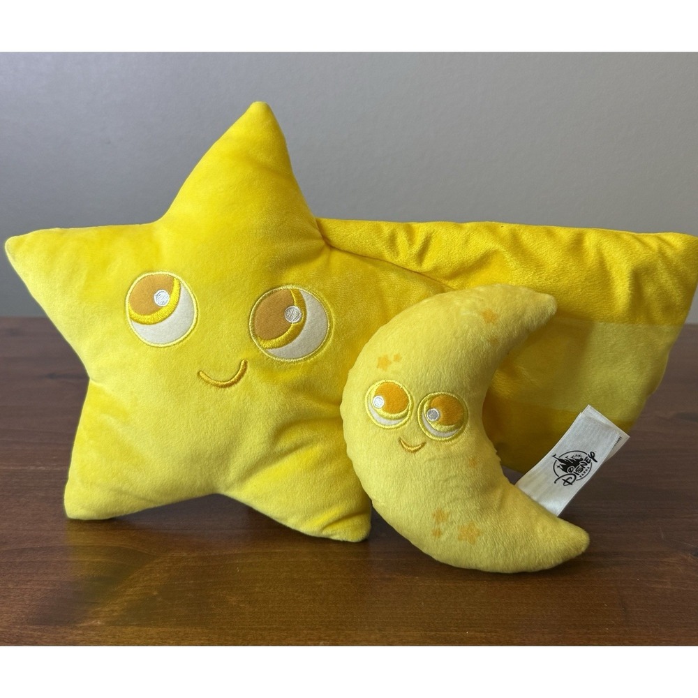 Disneyland Pixar Pier Games La Luna Shooting Star Moon Yellow Plush Toy Disney
